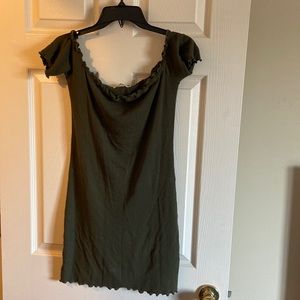 Green mini dress .